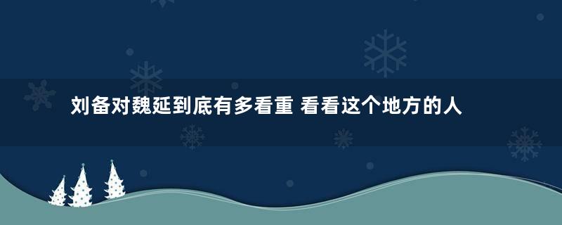 刘备对魏延到底有多看重 看看这个地方的人选就知道了